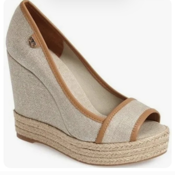 Tory Burch Espadrille Wedges Peep Toe EU Size 40 (US 9.5) Majorca #5… - Picture 1 of 10